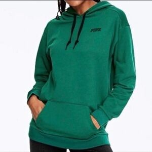 PINK Victoria’s Secret Green Fleece Campus Hoodie With Kangaroo Pocket Size S